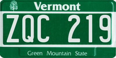VT license plate ZQC219