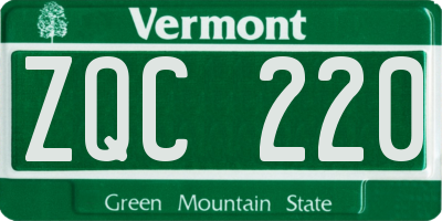 VT license plate ZQC220