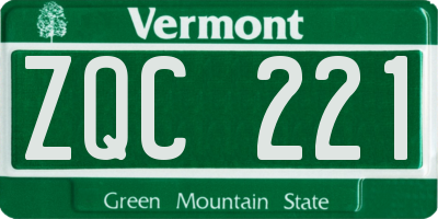 VT license plate ZQC221