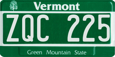 VT license plate ZQC225