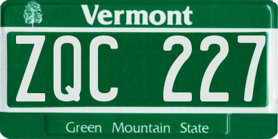 VT license plate ZQC227