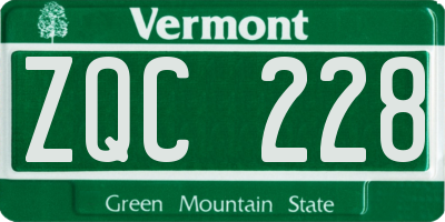 VT license plate ZQC228