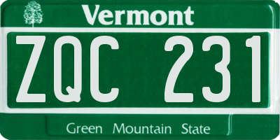VT license plate ZQC231