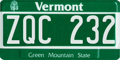 VT license plate ZQC232