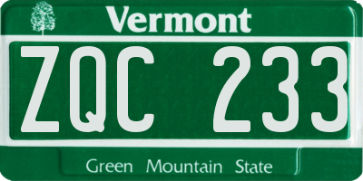 VT license plate ZQC233