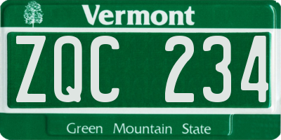 VT license plate ZQC234