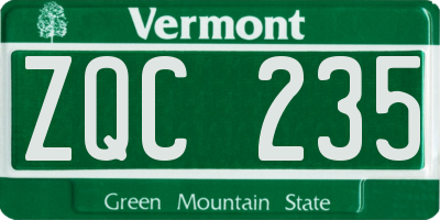 VT license plate ZQC235
