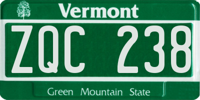 VT license plate ZQC238