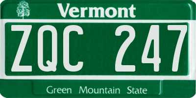 VT license plate ZQC247