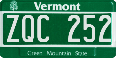 VT license plate ZQC252