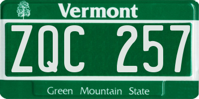 VT license plate ZQC257