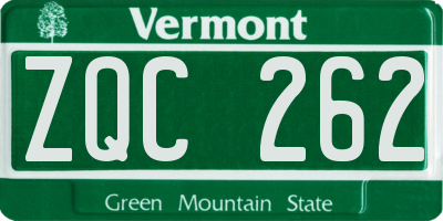 VT license plate ZQC262