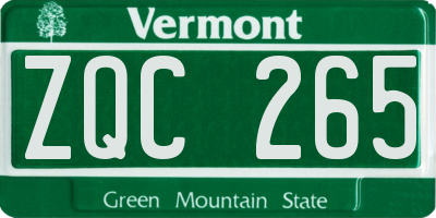 VT license plate ZQC265