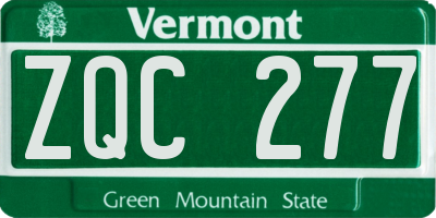 VT license plate ZQC277