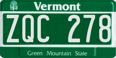 VT license plate ZQC278