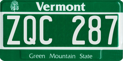VT license plate ZQC287