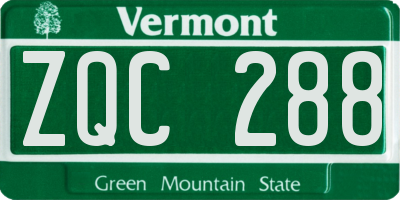 VT license plate ZQC288