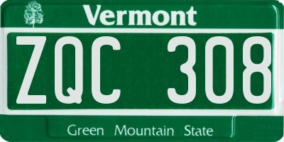VT license plate ZQC308