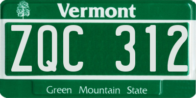VT license plate ZQC312