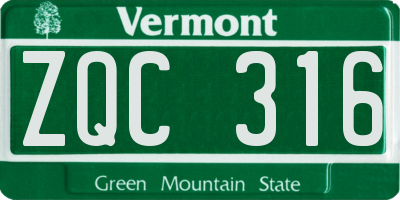 VT license plate ZQC316