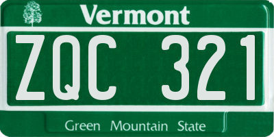 VT license plate ZQC321