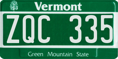 VT license plate ZQC335