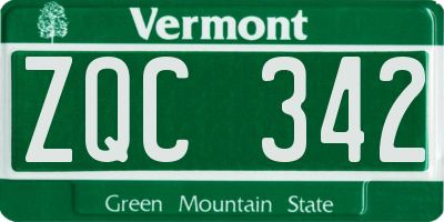 VT license plate ZQC342