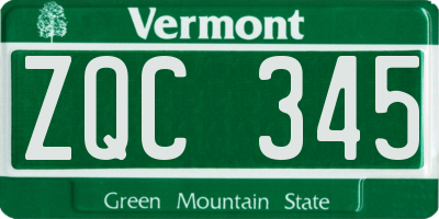 VT license plate ZQC345