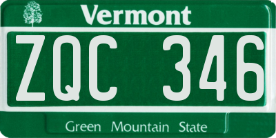 VT license plate ZQC346
