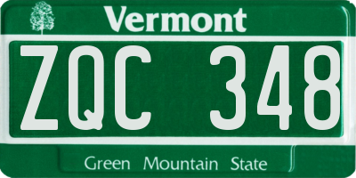 VT license plate ZQC348