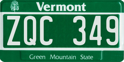 VT license plate ZQC349