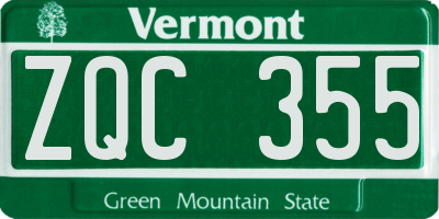 VT license plate ZQC355