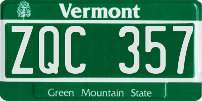 VT license plate ZQC357