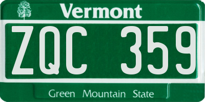 VT license plate ZQC359