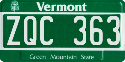 VT license plate ZQC363