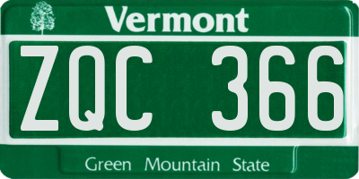 VT license plate ZQC366