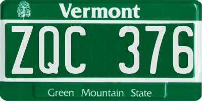 VT license plate ZQC376
