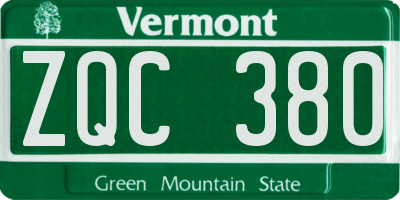 VT license plate ZQC380