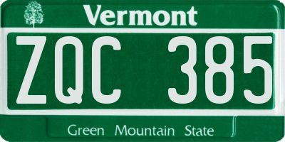 VT license plate ZQC385