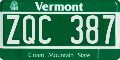 VT license plate ZQC387