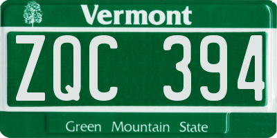 VT license plate ZQC394