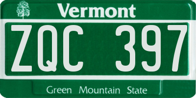 VT license plate ZQC397