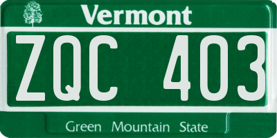 VT license plate ZQC403