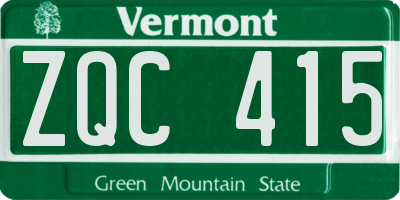 VT license plate ZQC415
