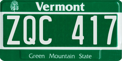 VT license plate ZQC417
