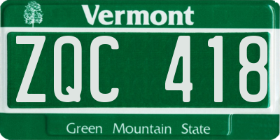 VT license plate ZQC418