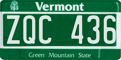 VT license plate ZQC436