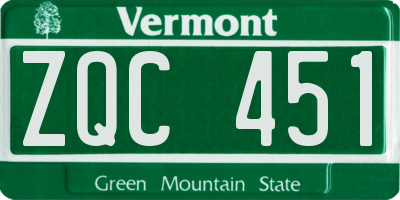 VT license plate ZQC451