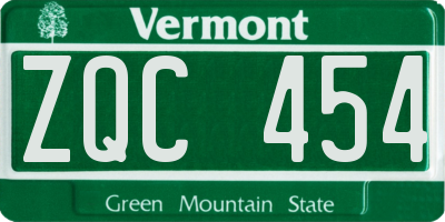 VT license plate ZQC454