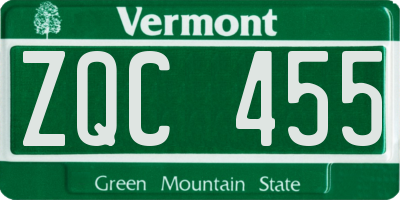VT license plate ZQC455